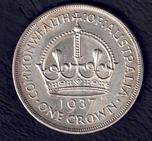 One Crown Australian Silver Coin 1937 — The Currency Vault